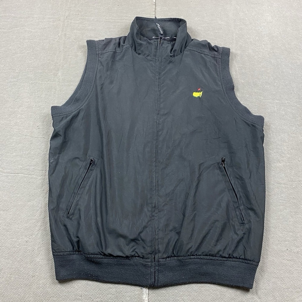 The Masters Vest Mens XL? Black Tech Full Zip Up Sleeveless Golf Mesh Lined